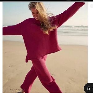 Free People Hailee Set Raspberry Pink Knit Set